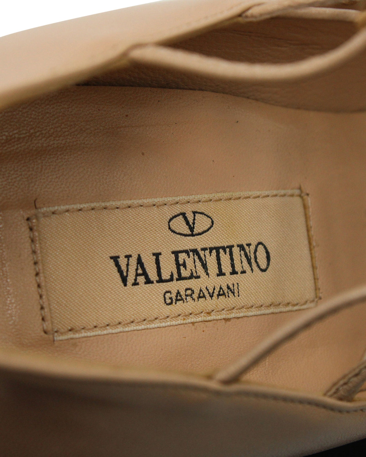 Valentino Garavani Rockstud Lace Up Gladiator Pumps in Blush Leather