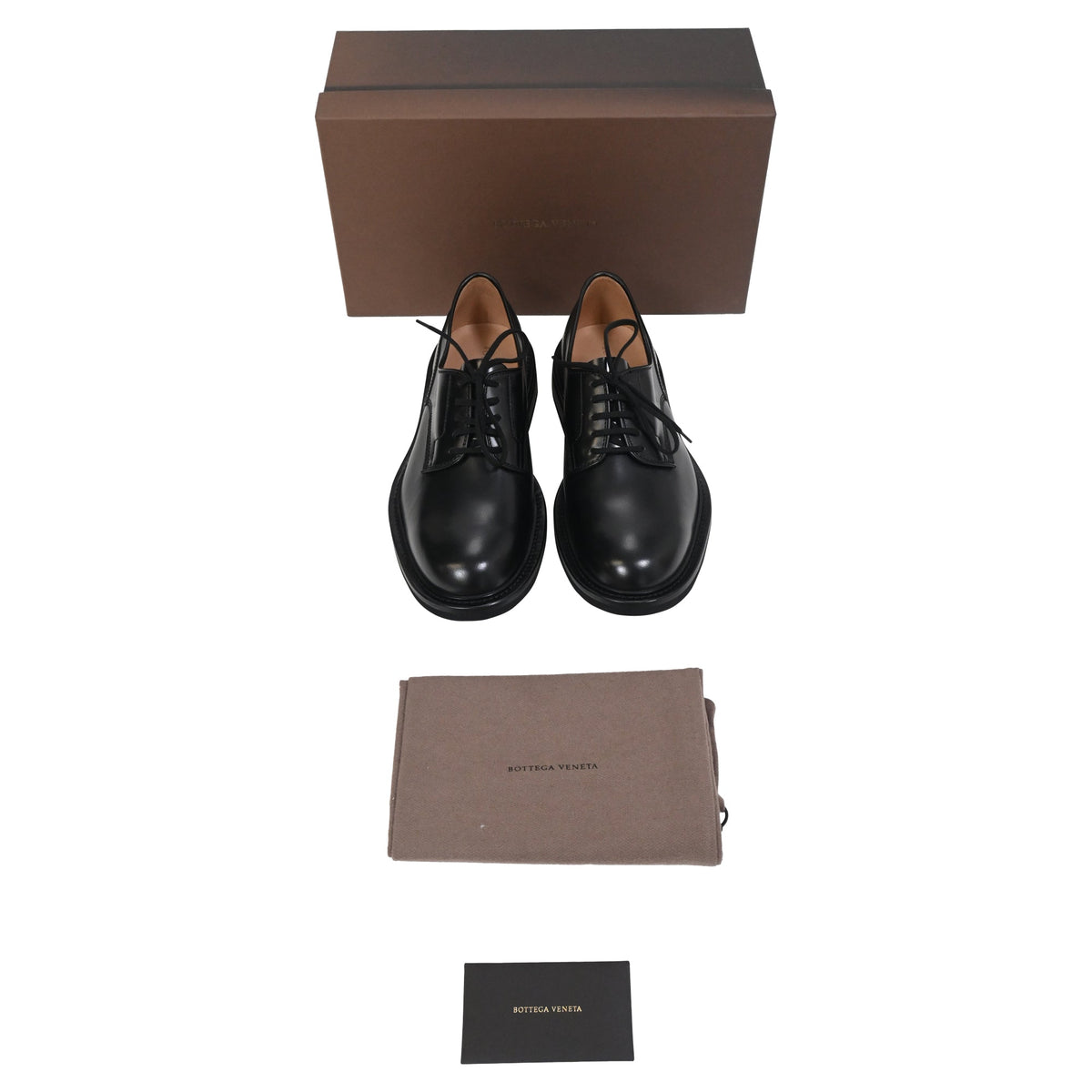 Bottega Veneta The Level Panelled Derby Shoes in Black Leather