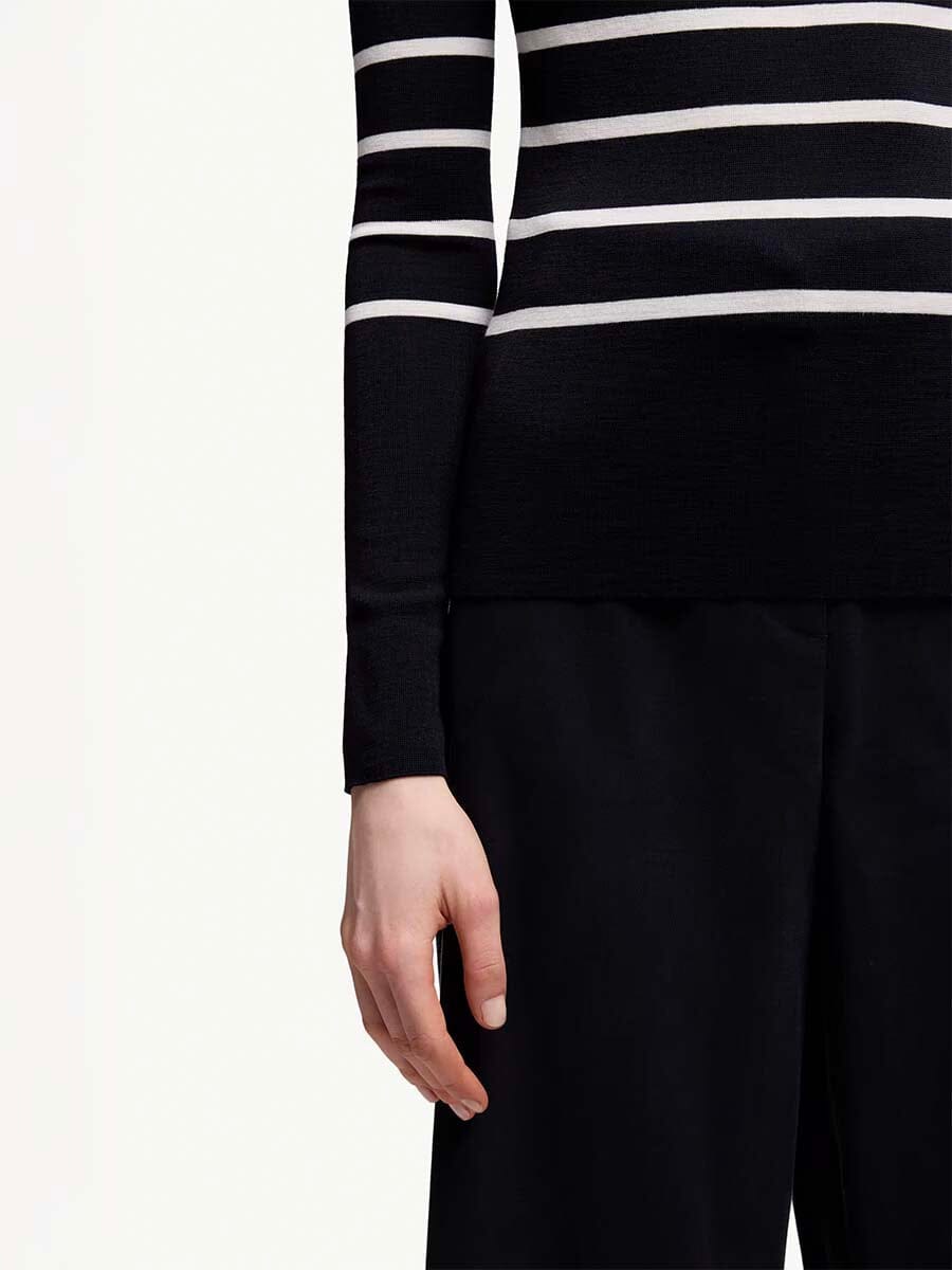 Women's Striped Wool Turtleneck Sweater