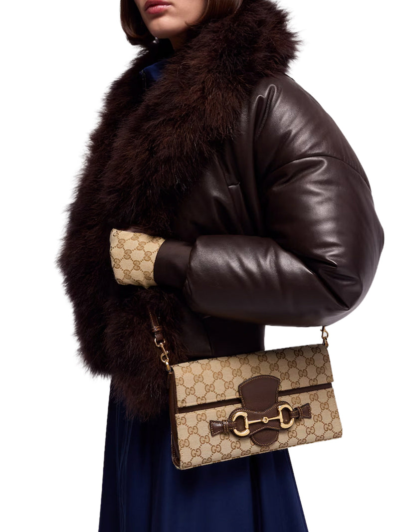 Gucci Women Narrow Horsebit Shoulder Bag Medium Size