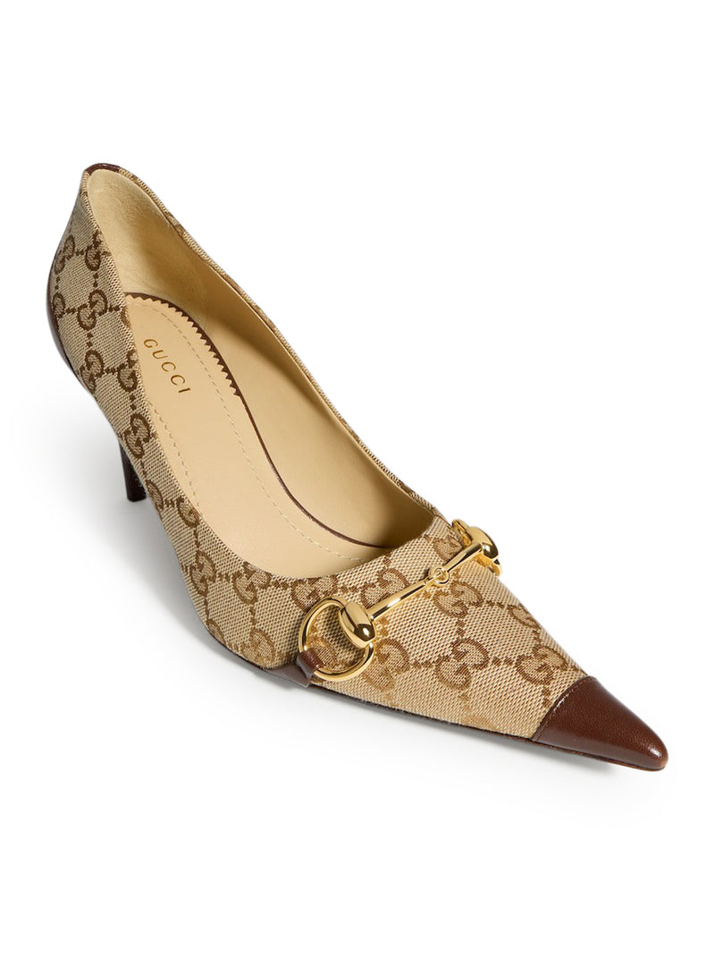 Gucci Women Women`S Gg Leather And Fabric Décolleté