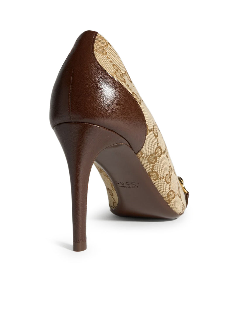 Gucci Women Women`S Gg Leather And Fabric Décolleté