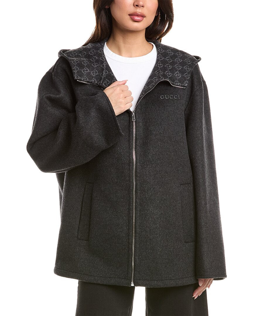 Gucci Caban Gg Double Wool-Blend Coat