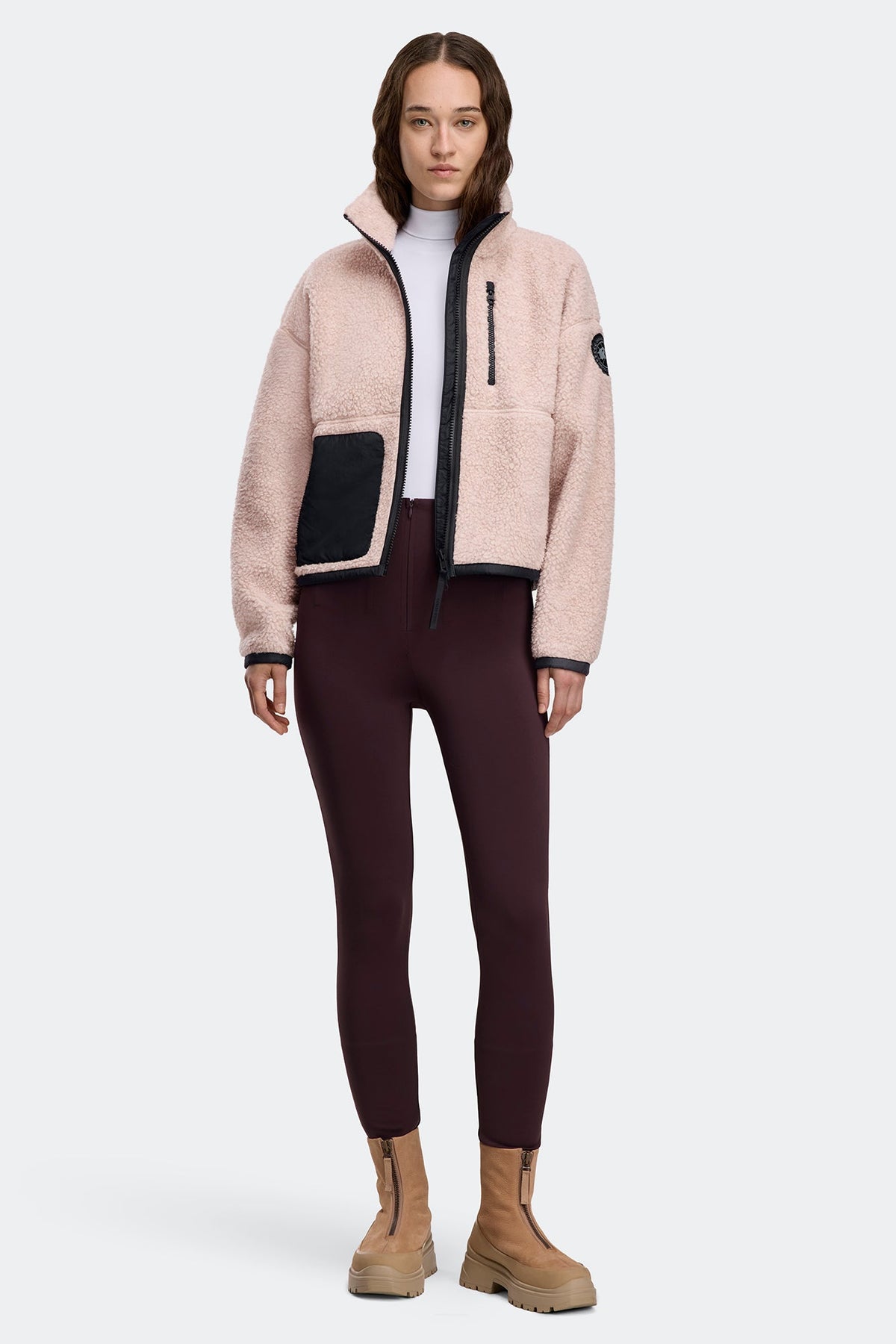 Simcoe 黑色圆盘拉链羊毛绒夹克