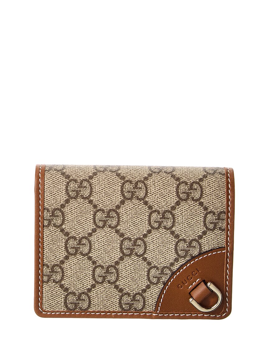 Gucci Gg Emblem Gg Supreme Canvas & Leather Wallet
