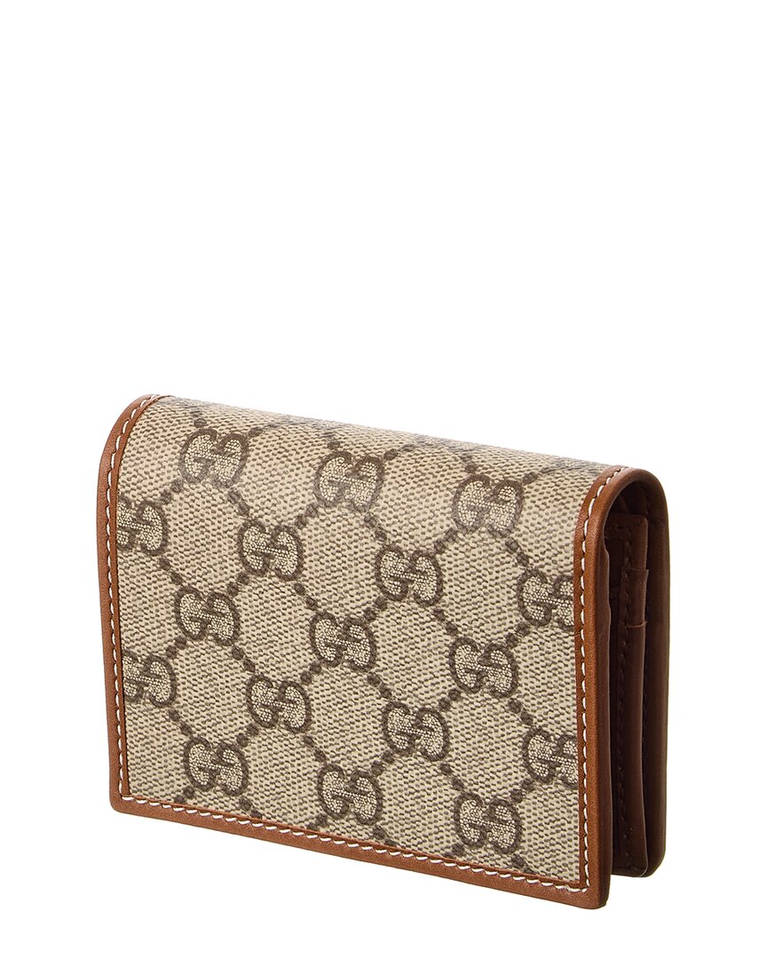 Gucci Gg Emblem Gg Supreme Canvas & Leather Wallet