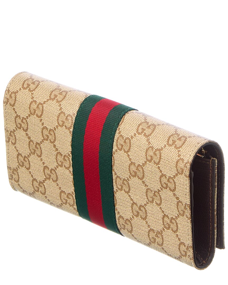 Gucci Long Gg Canvas & Leather Continental Wallet
