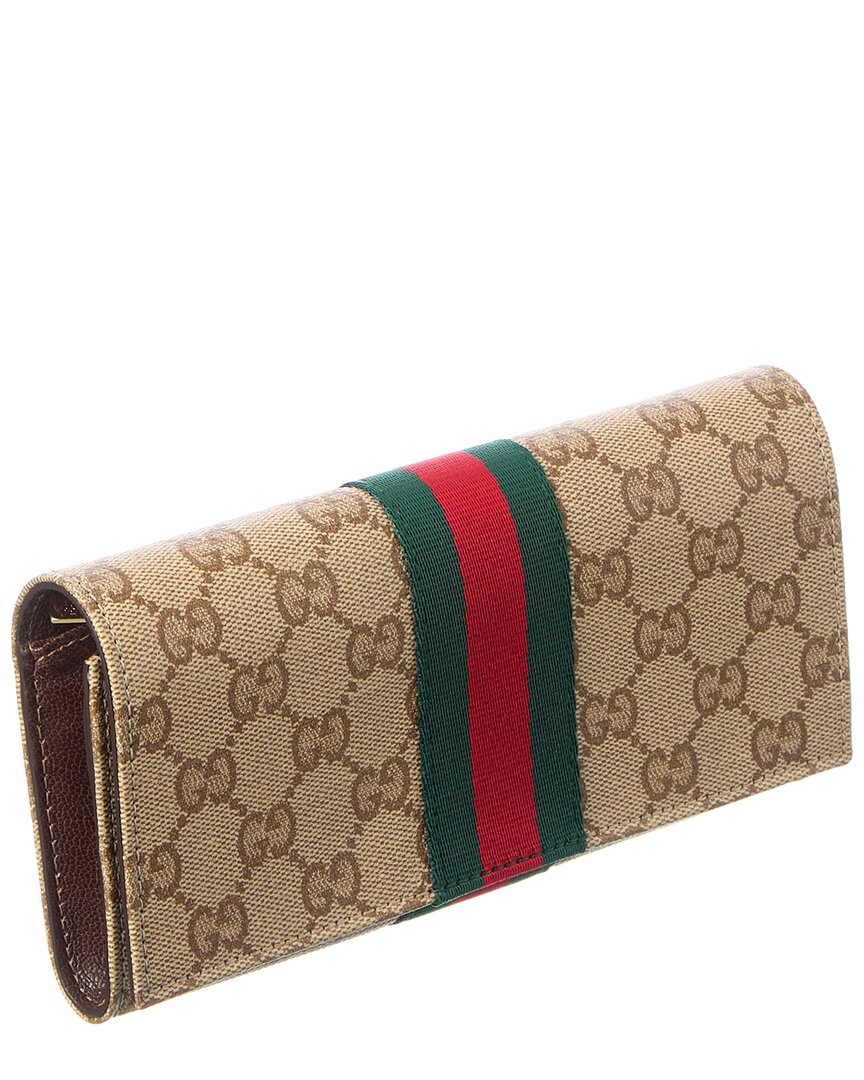 Gucci Long Gg Canvas & Leather Continental Wallet