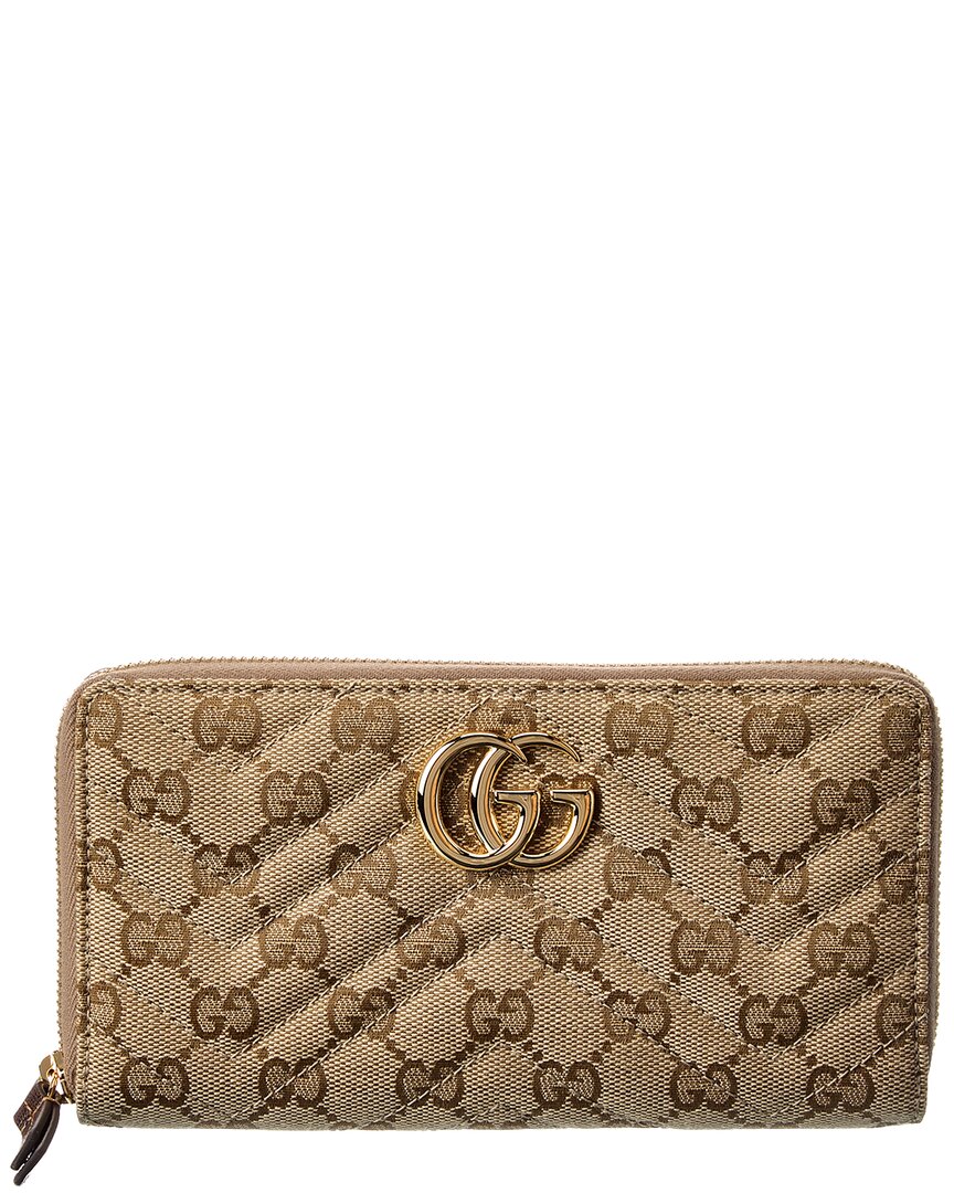 Gucci Gg Marmont Gg Canvas Zip Around Wallet