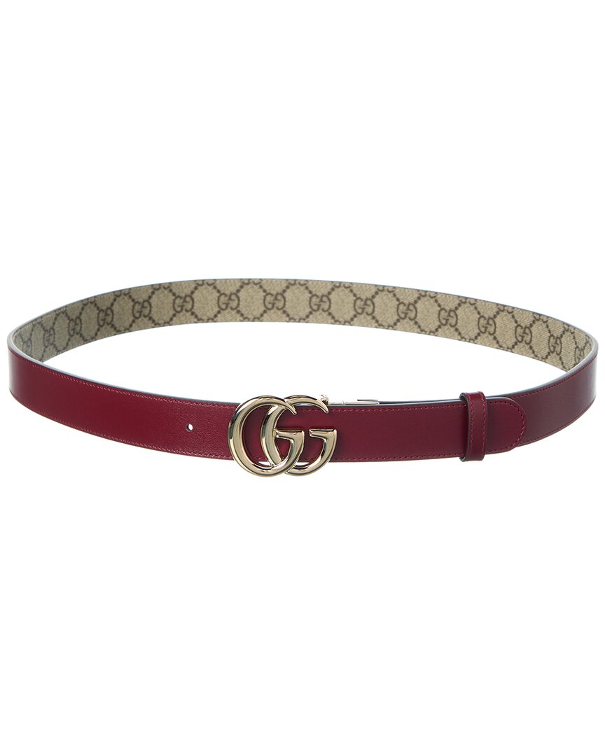 Gucci Gg Marmont Reversible Gg Supreme Canvas & Leather Belt
