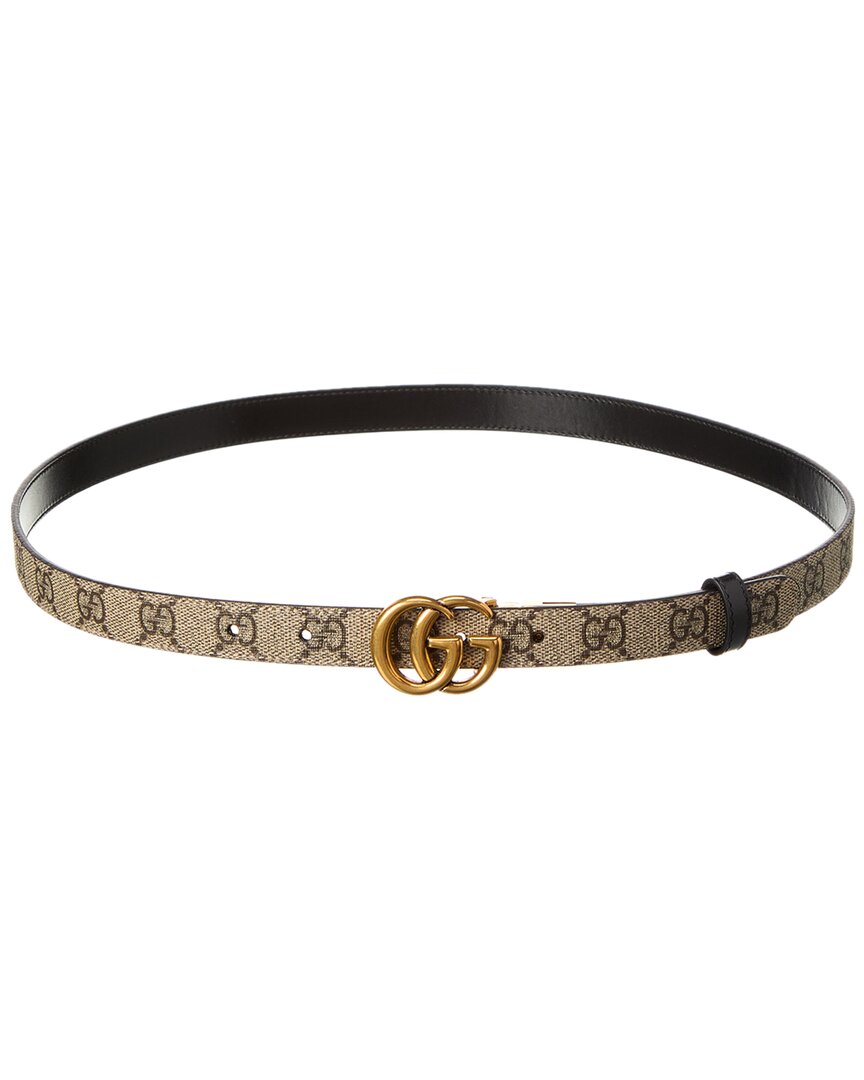 Gucci Gg Marmont Thin Reversible Gg Supreme Canvas & Leather Belt