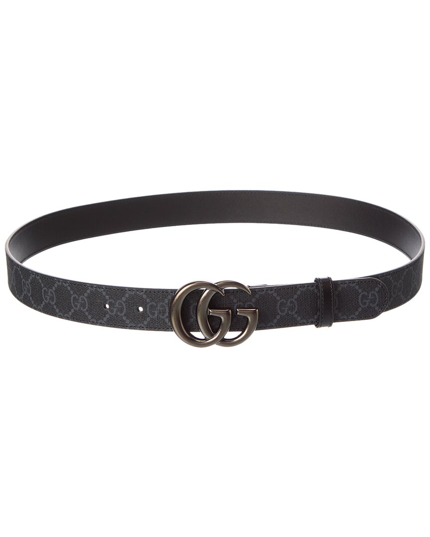 Gucci Gg Marmont Thin Gg Supreme Canvas & Leather Belt