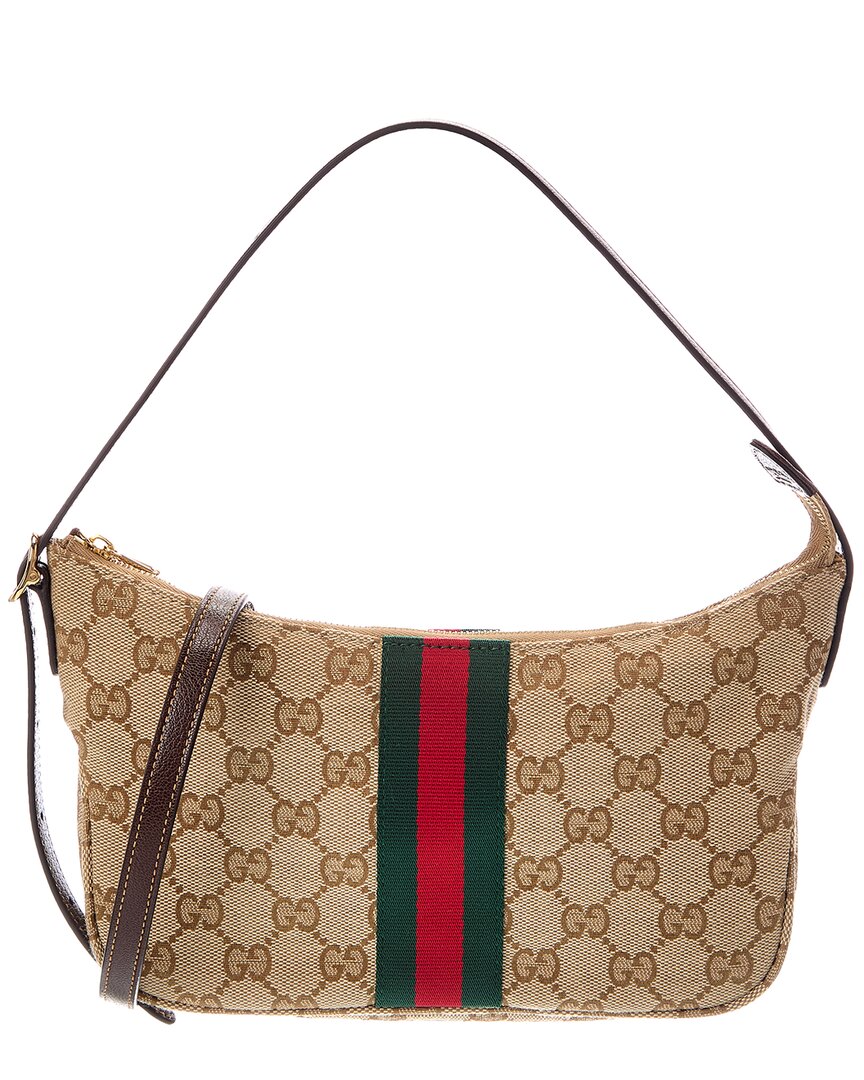 Gucci Lunetta Small Gg Supreme Canvas & Leather Shoulder Bag