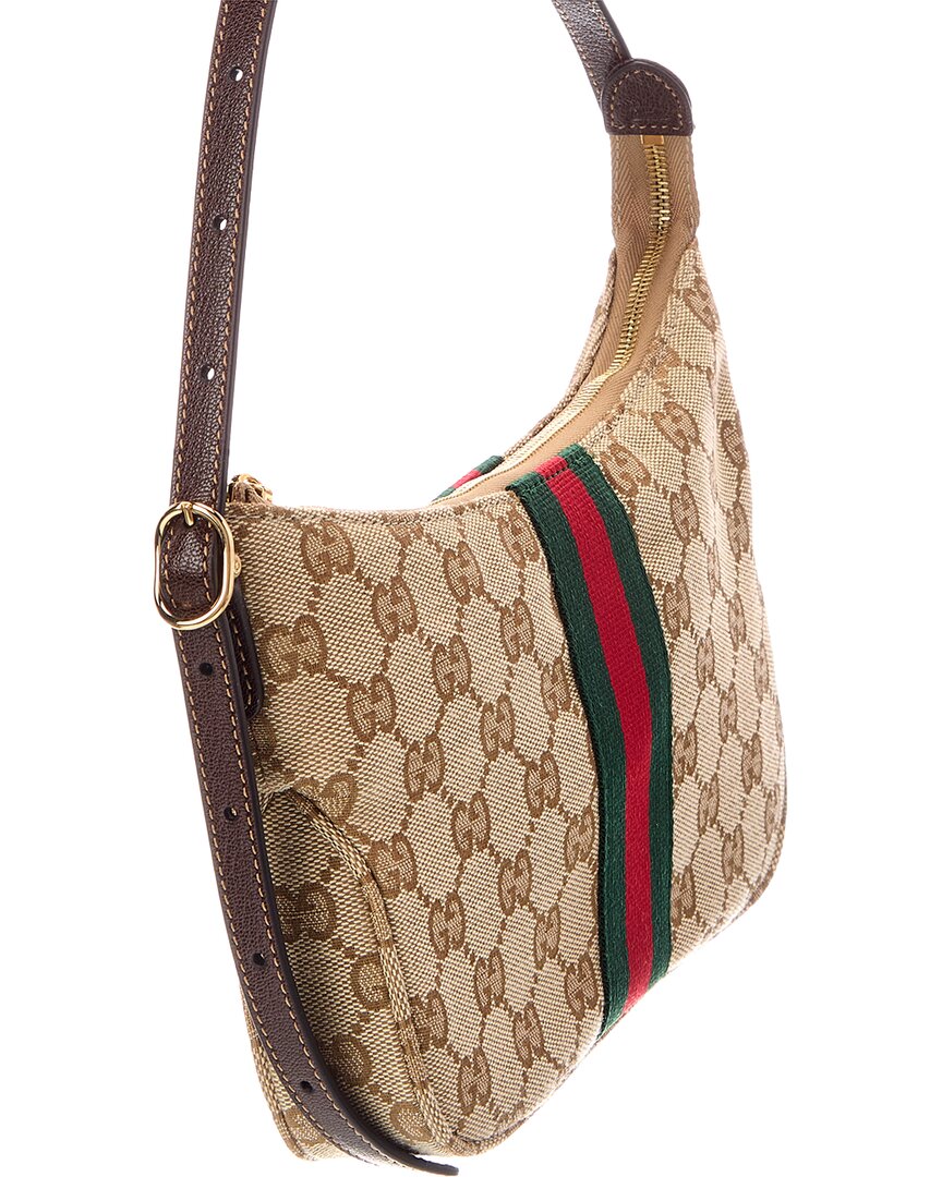 Gucci Lunetta Small Gg Supreme Canvas & Leather Shoulder Bag