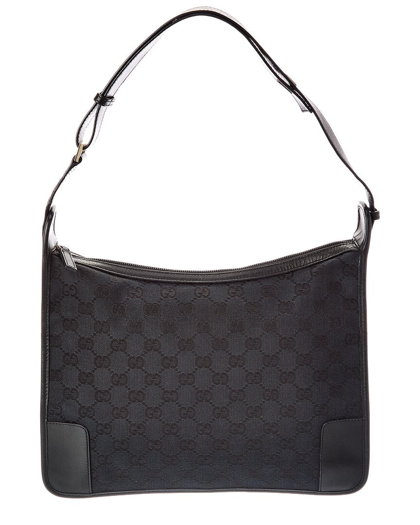 Gucci Black Canvas & Leather Shoulder Bag (Authentic Pre-Loved)