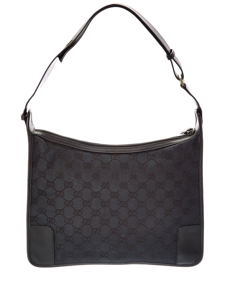 Gucci Black Canvas & Leather Shoulder Bag (Authentic Pre-Loved)