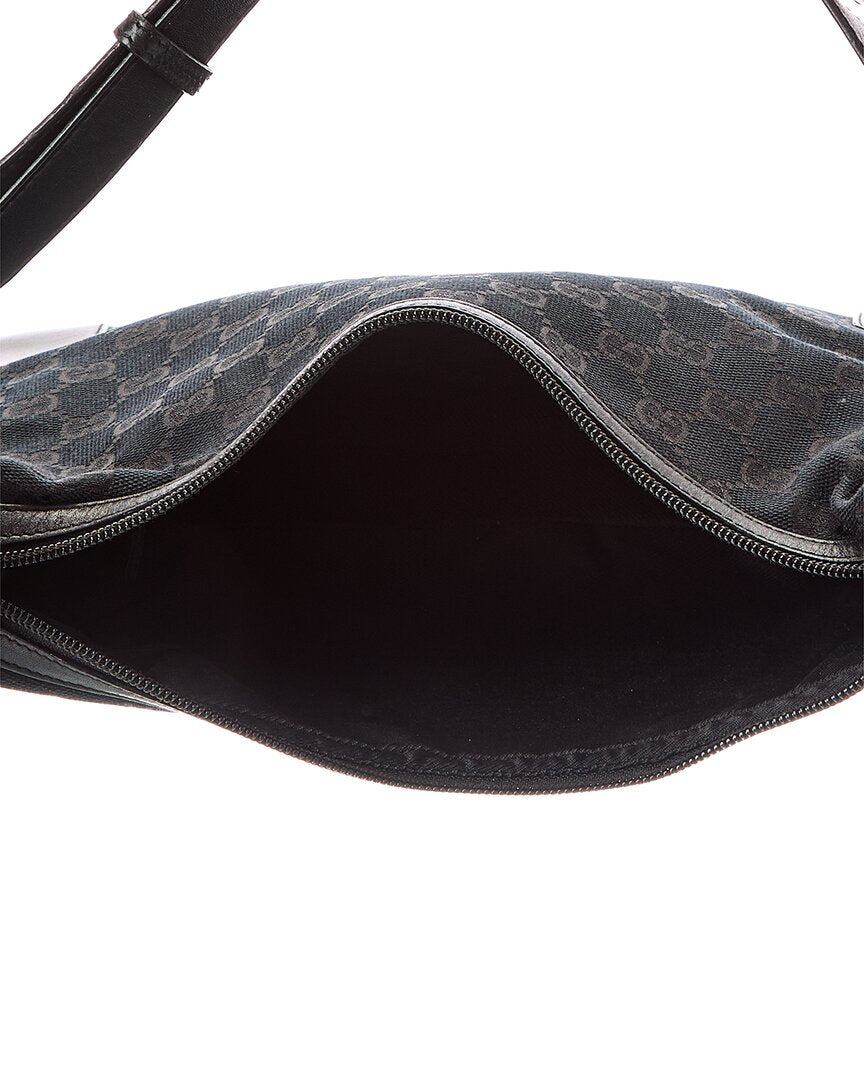 Gucci Black Canvas & Leather Shoulder Bag (Authentic Pre-Loved)
