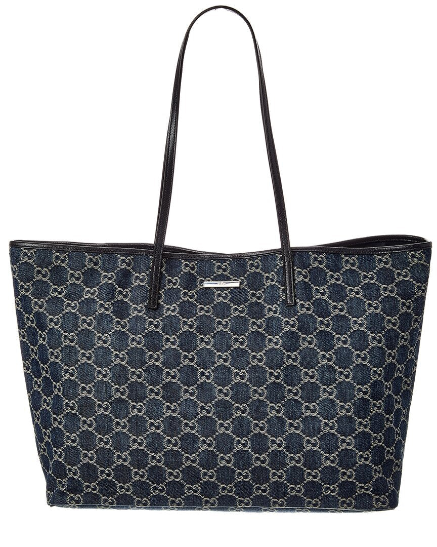 Gucci Tribeca Large Gg Denim & Leather Tote