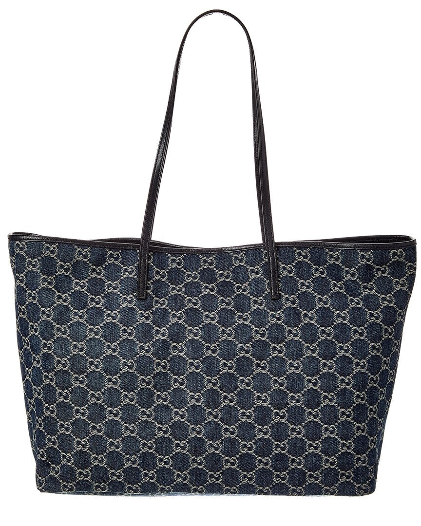 Gucci Tribeca Large Gg Denim & Leather Tote