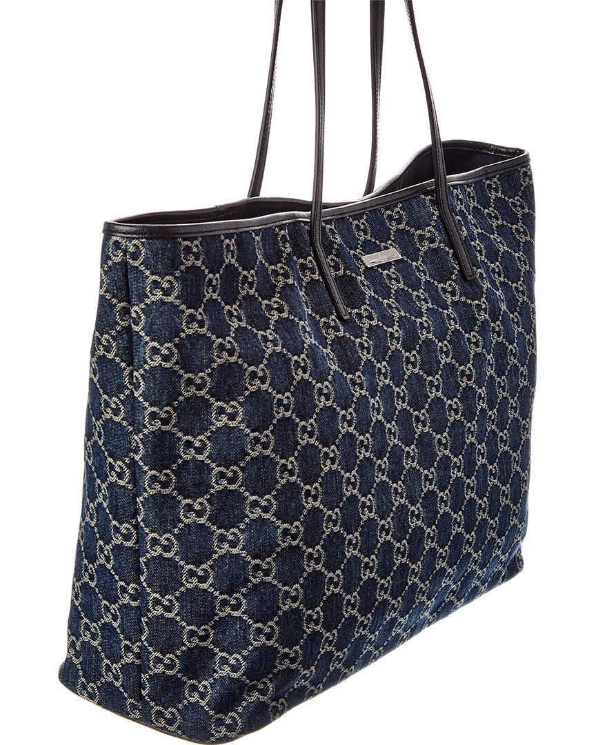 Gucci Tribeca Large Gg Denim & Leather Tote