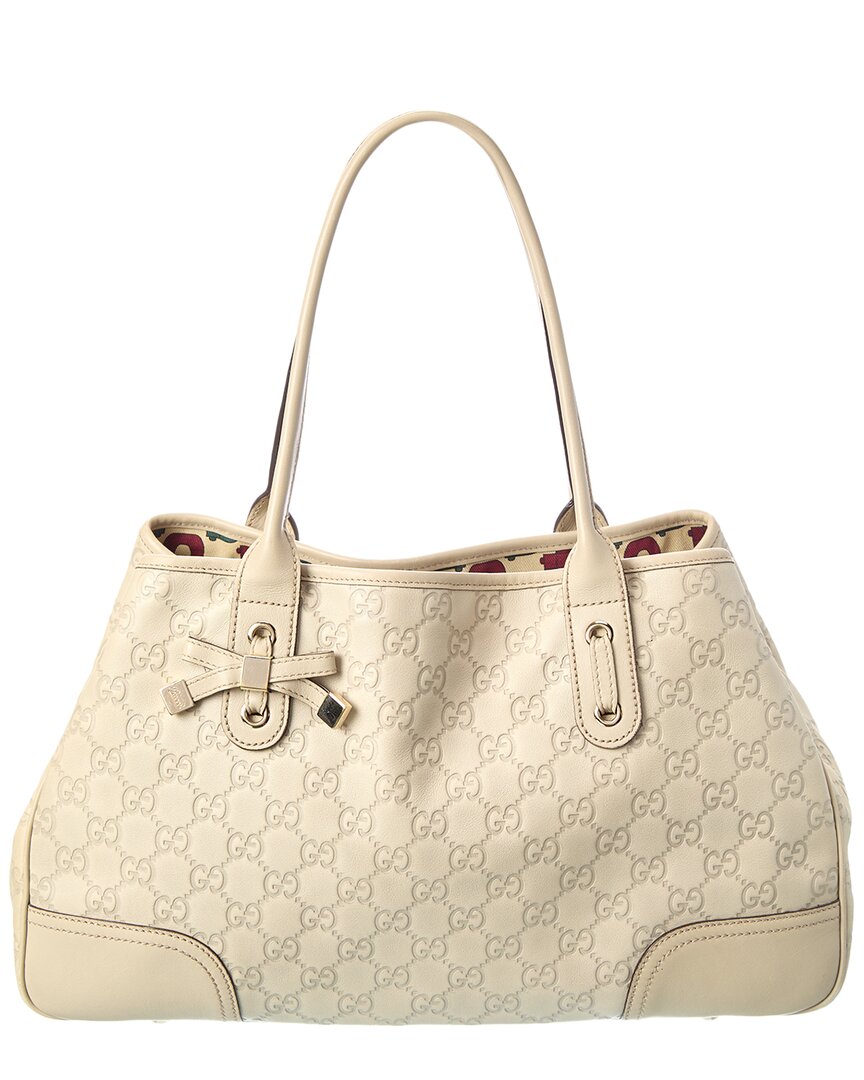 Pre-Owned Gucci Cream Lambskin Leather Princy Tote (Authentic Pre-Loved)