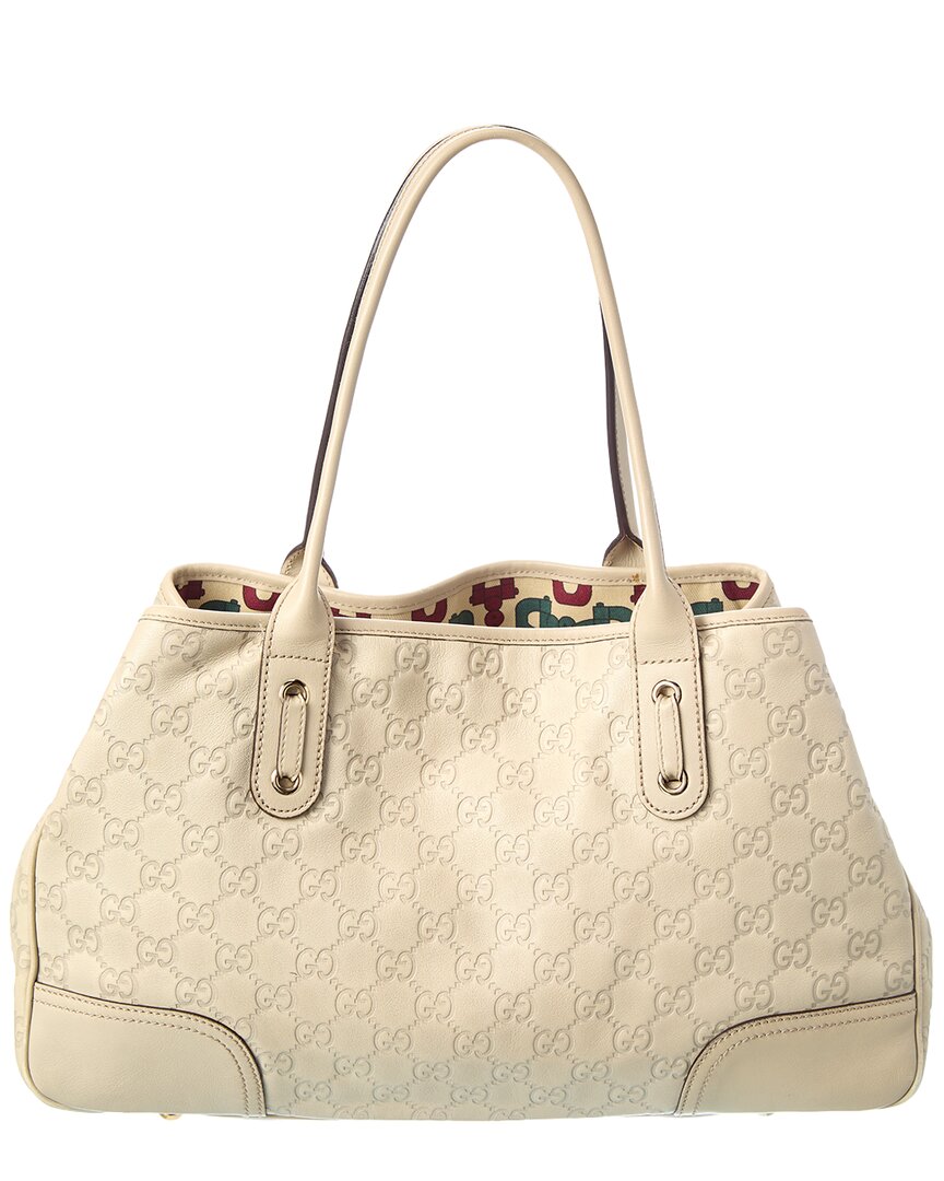 Pre-Owned Gucci Cream Lambskin Leather Princy Tote (Authentic Pre-Loved)