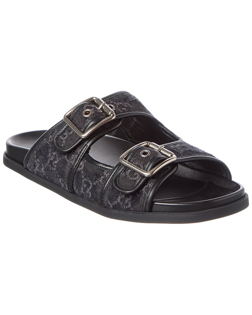 Gucci Logo Leather & Canvas Sandal