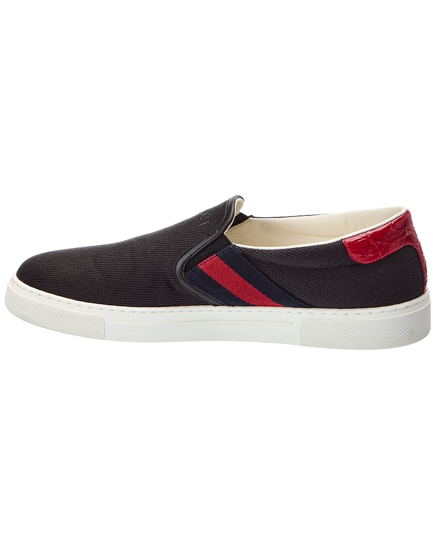Gucci Tweed & Leather Slip-On Sneaker