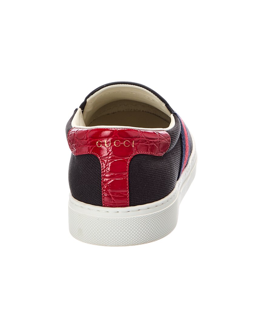 Gucci Tweed & Leather Slip-On Sneaker