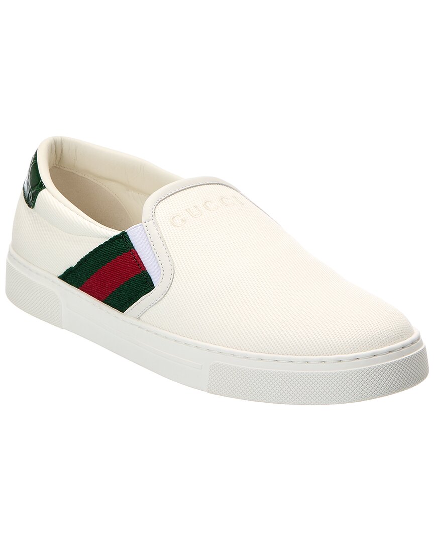 Gucci Tweed & Leather Slip-On Sneaker