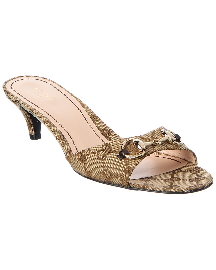 Gucci Horsebit Canvas & Leather Sandal