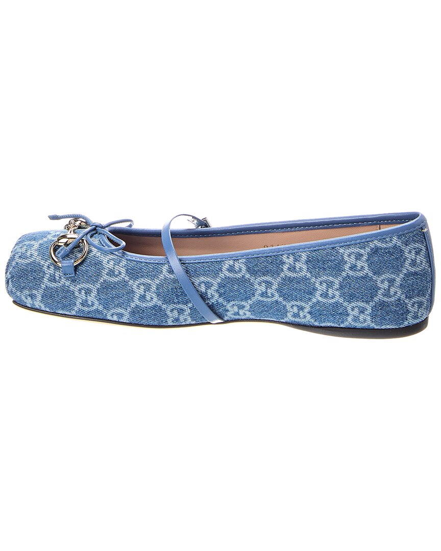 Gucci Horsebit Denim Ballet Flat