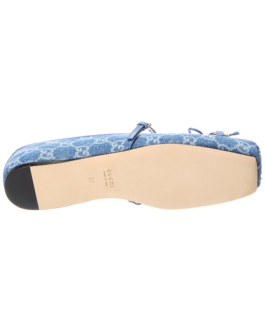 Gucci Horsebit Denim Ballet Flat