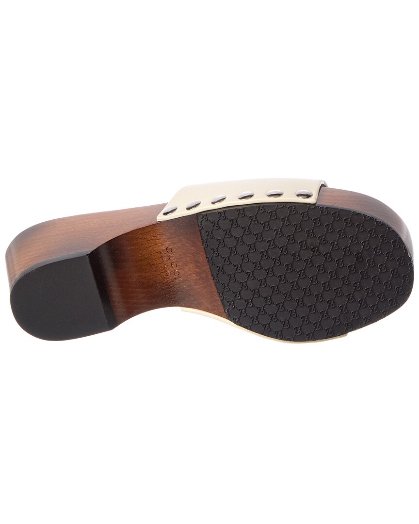 Gucci Horsebit Clog Leather Wedge Sandal