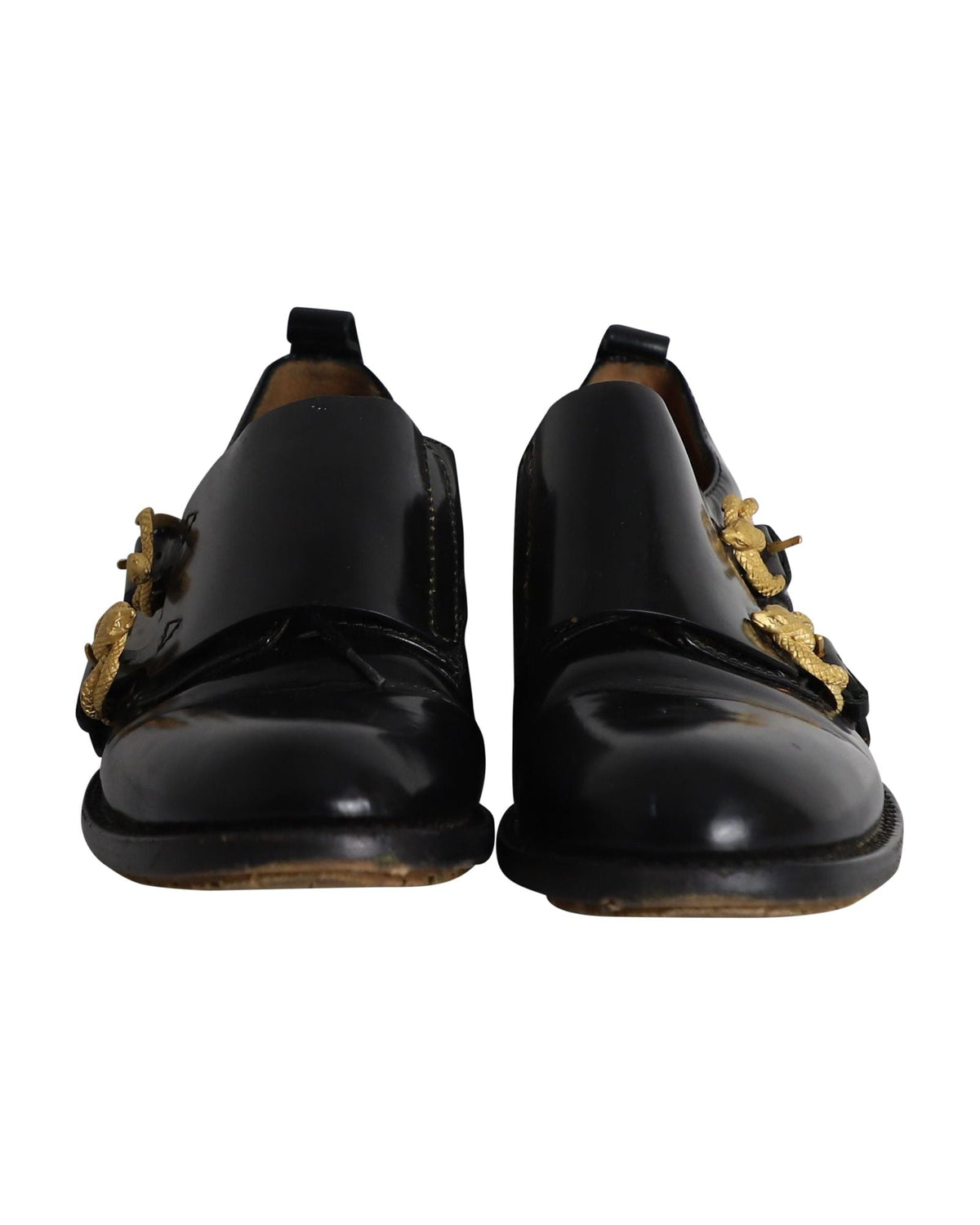 Valentino Serpentine Monk Shoes in Black Leather