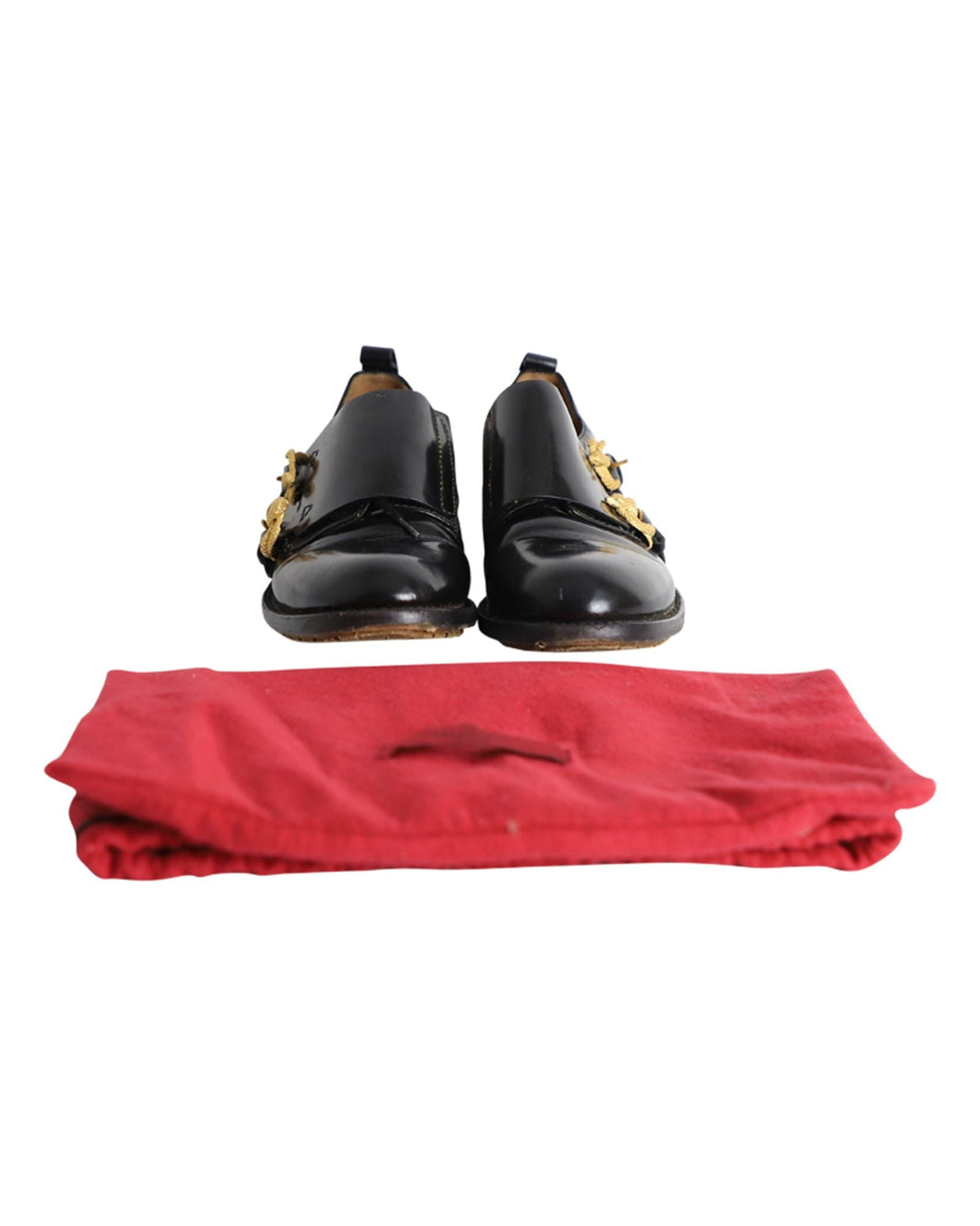 Valentino Serpentine Monk Shoes in Black Leather