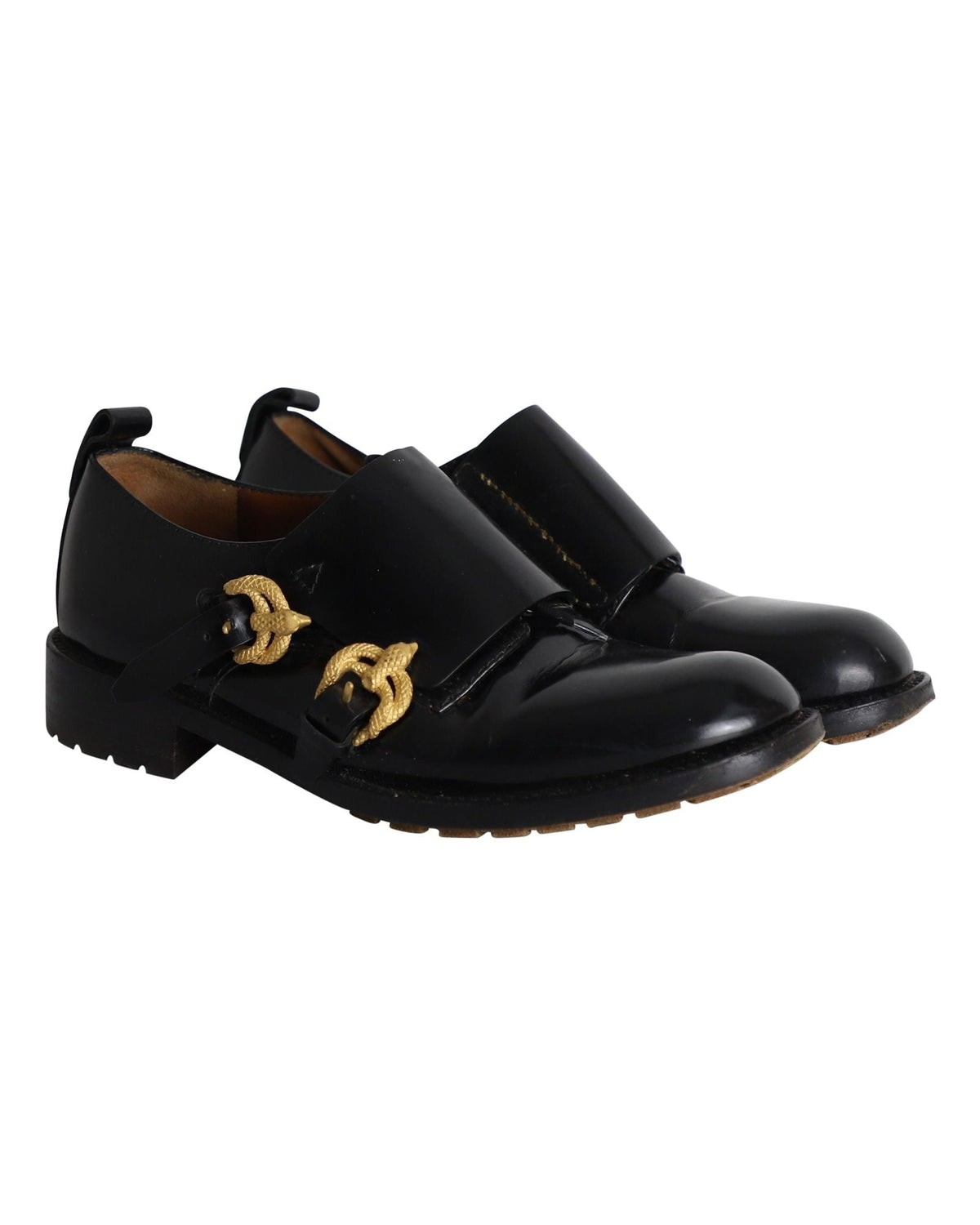 Valentino Serpentine Monk Shoes in Black Leather