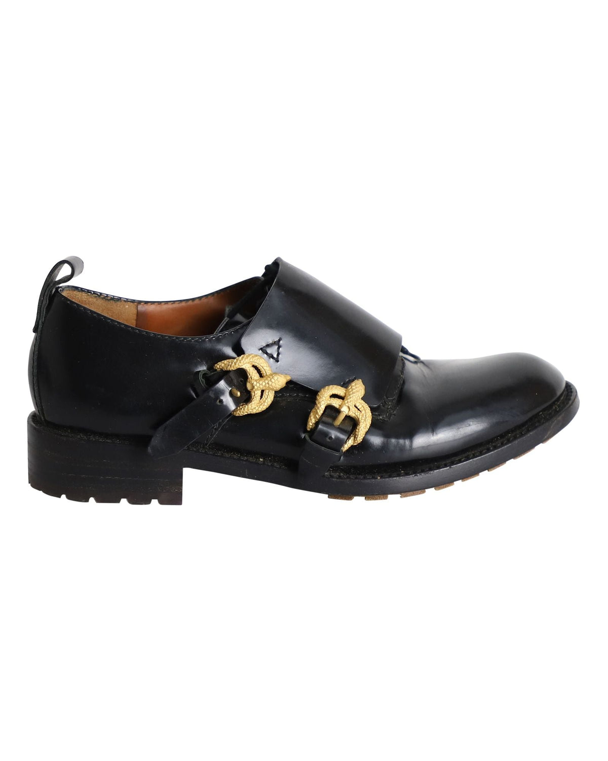 Valentino Serpentine Monk Shoes in Black Leather