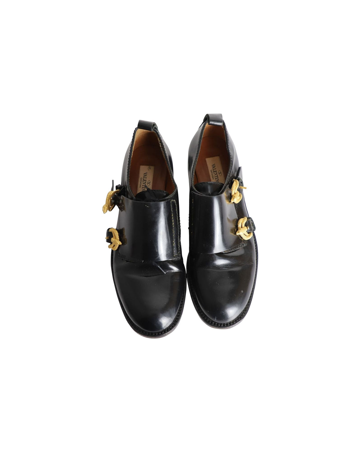 Valentino Serpentine Monk Shoes in Black Leather