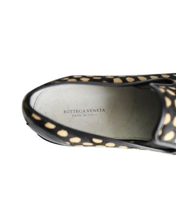 Bottega Veneta Polka-dot Pony-style Slip-on Sneakers in Black Calfskin Leather