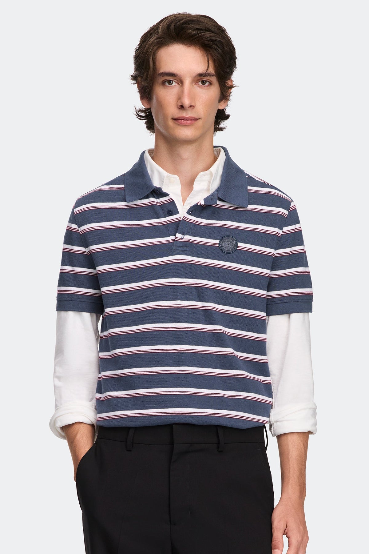 Beckley 条纹同色调圆盘 Polo 衫
