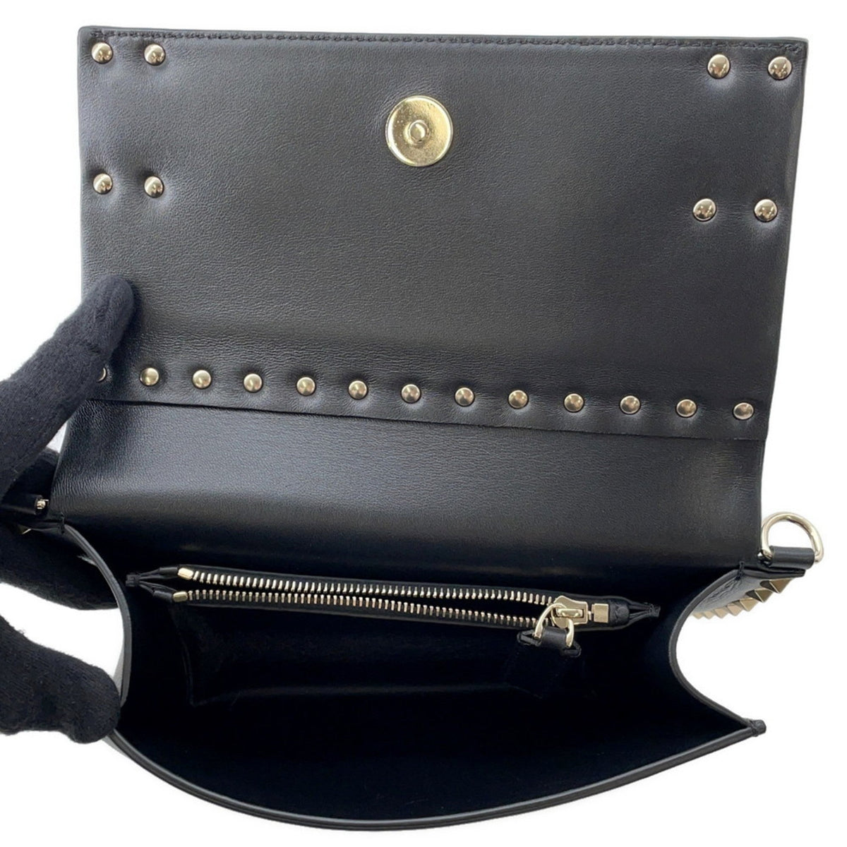 Rockstud Front Handle Flap Bag Leather Small