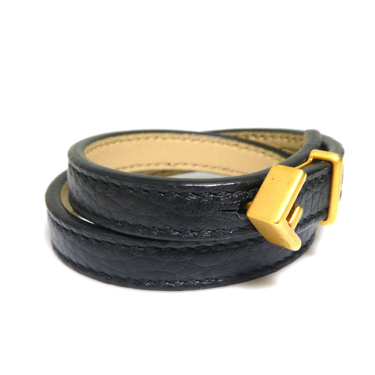 Bracelet Leather and Metal Black