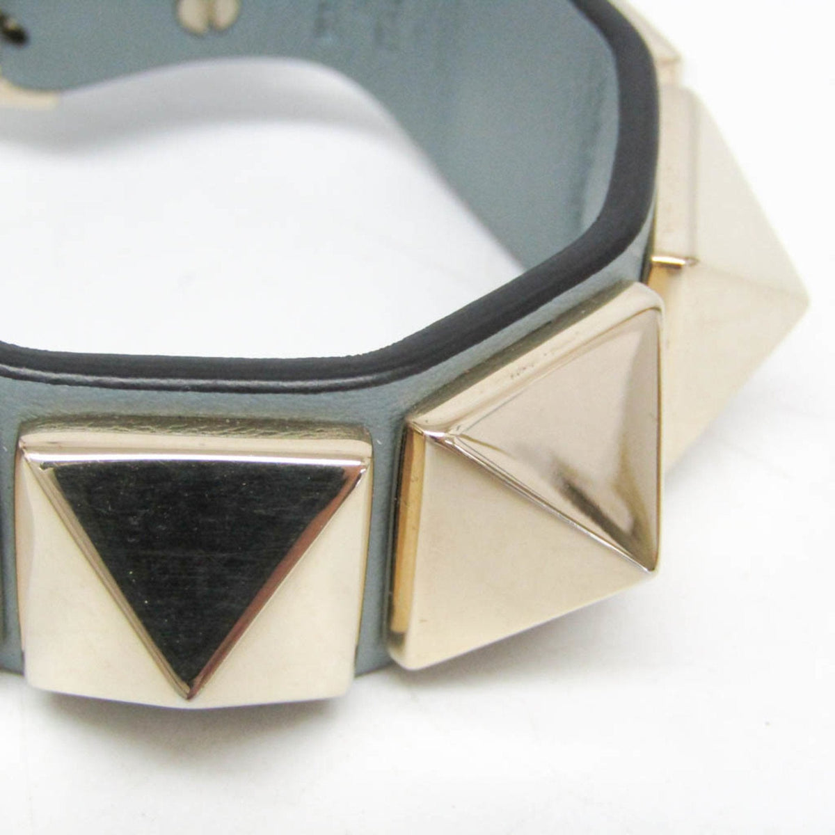 Studs Bracelet Leather and Metal Blue