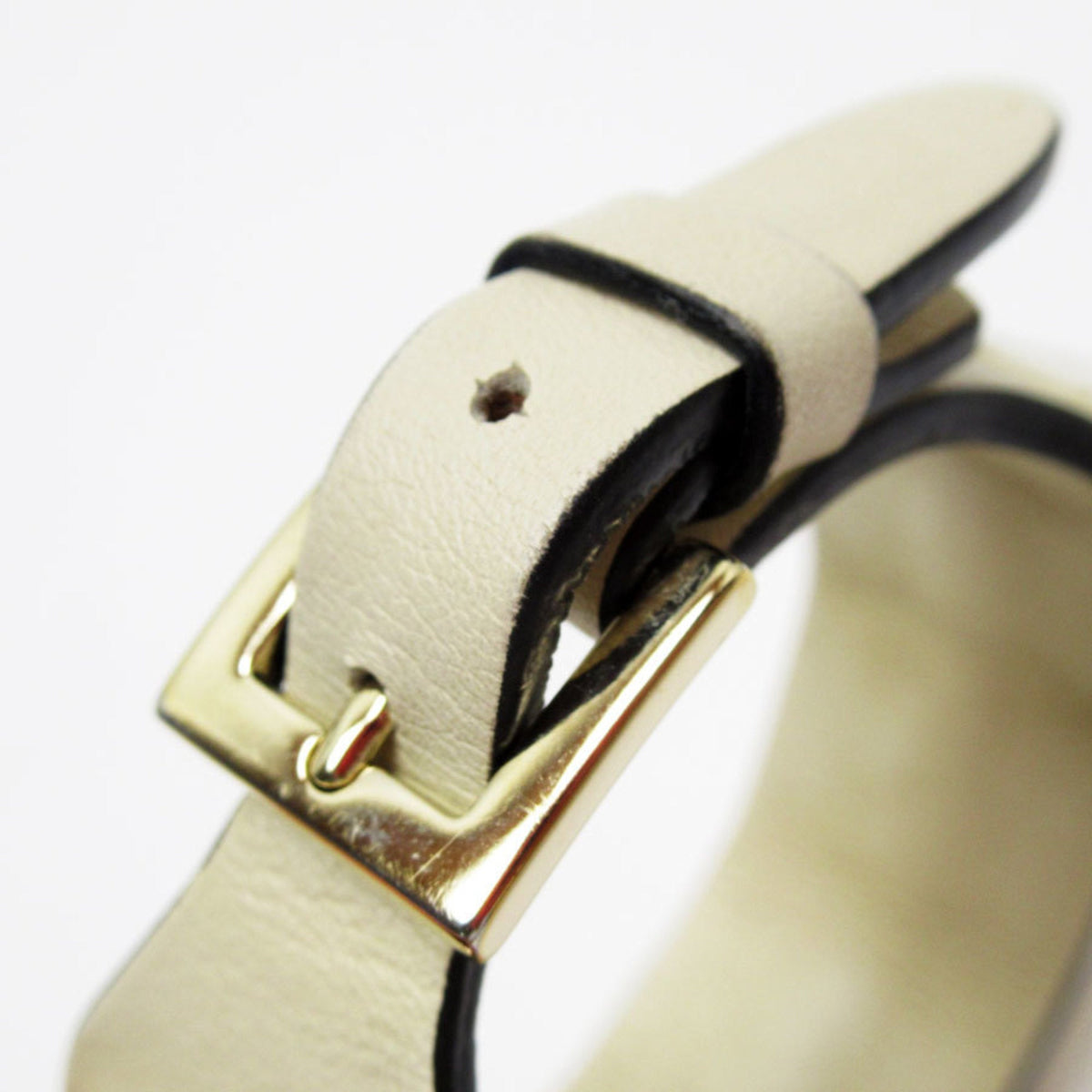 Bracelet Leather and Metal Ivory and Gold