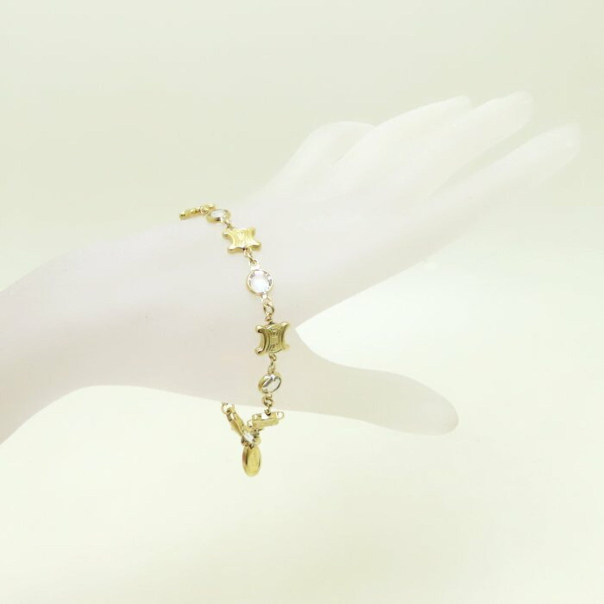 Triomphe Motif Bracelet Gold Plated with Rhinestones