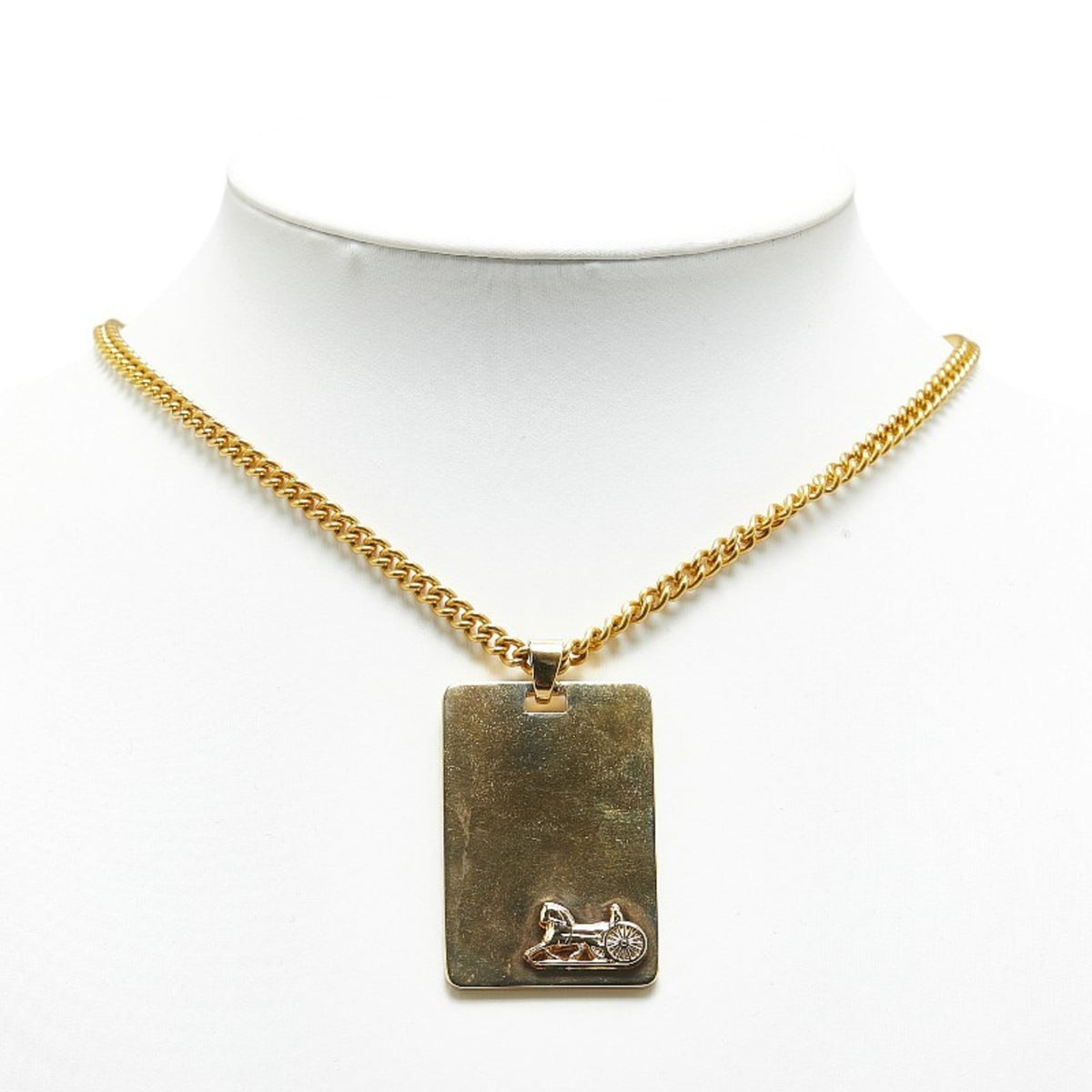 Carriage Plate Pendant Necklace Gold Plated