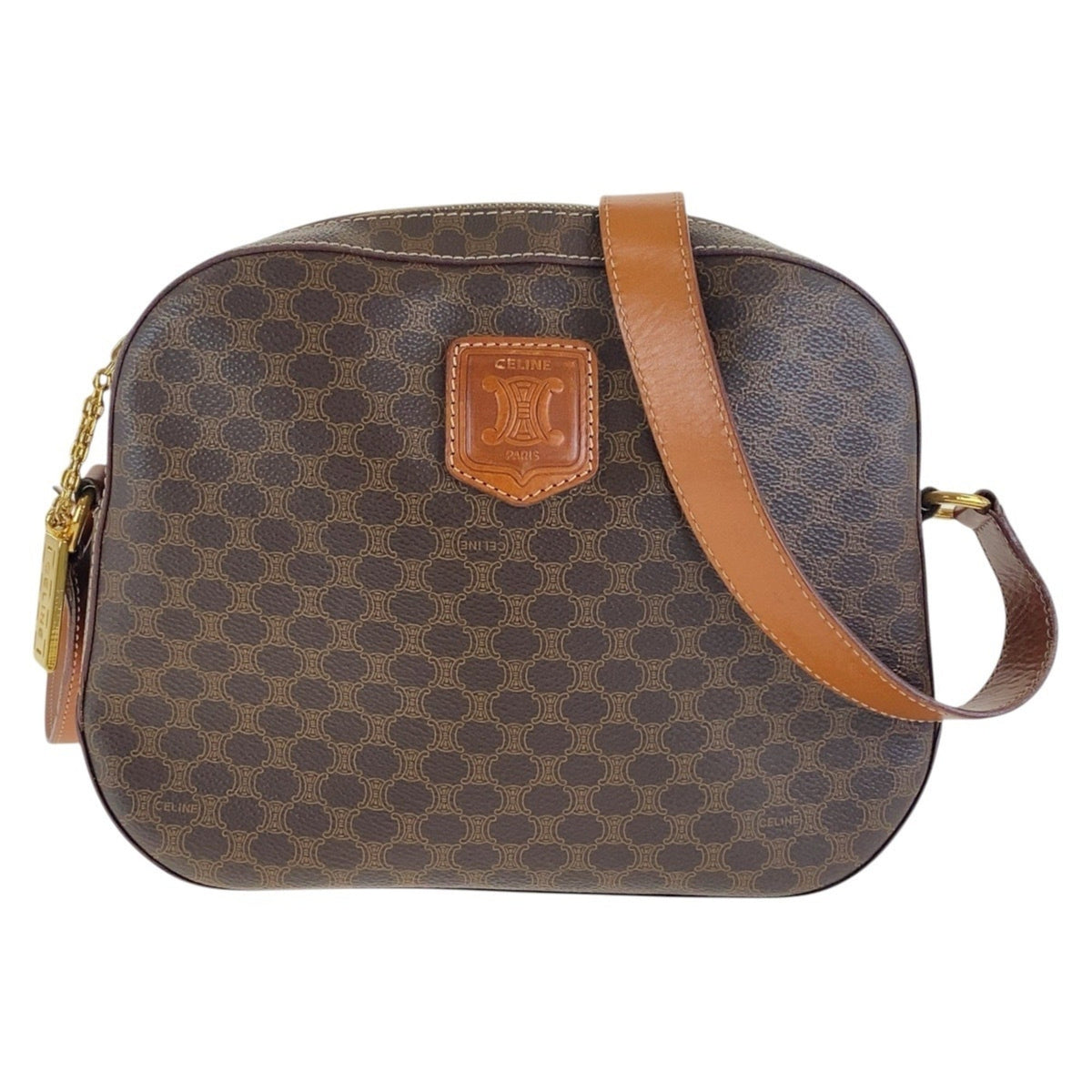 Vintage Saddle Flap Shoulder Bag Macadam Coated Canvas Small