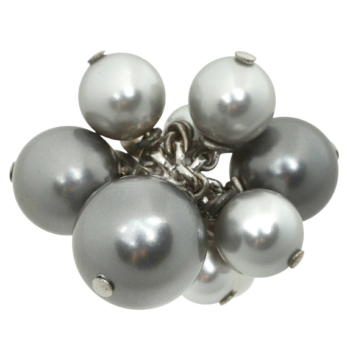 Ring Metal Gray Silver with Pearl
