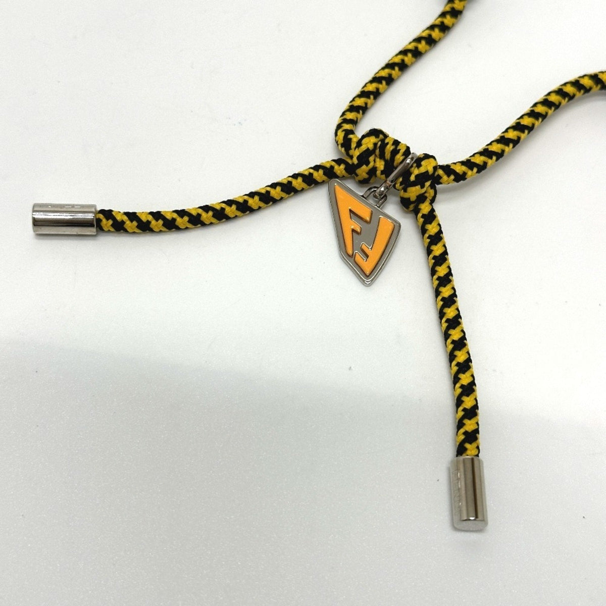 Choker Necklace Leather Black Orange Yellow